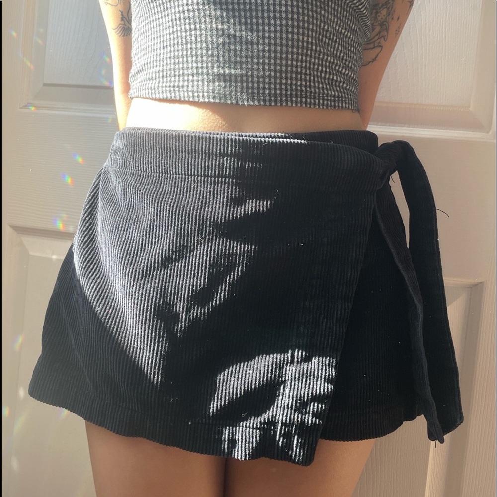 black corduroy skort